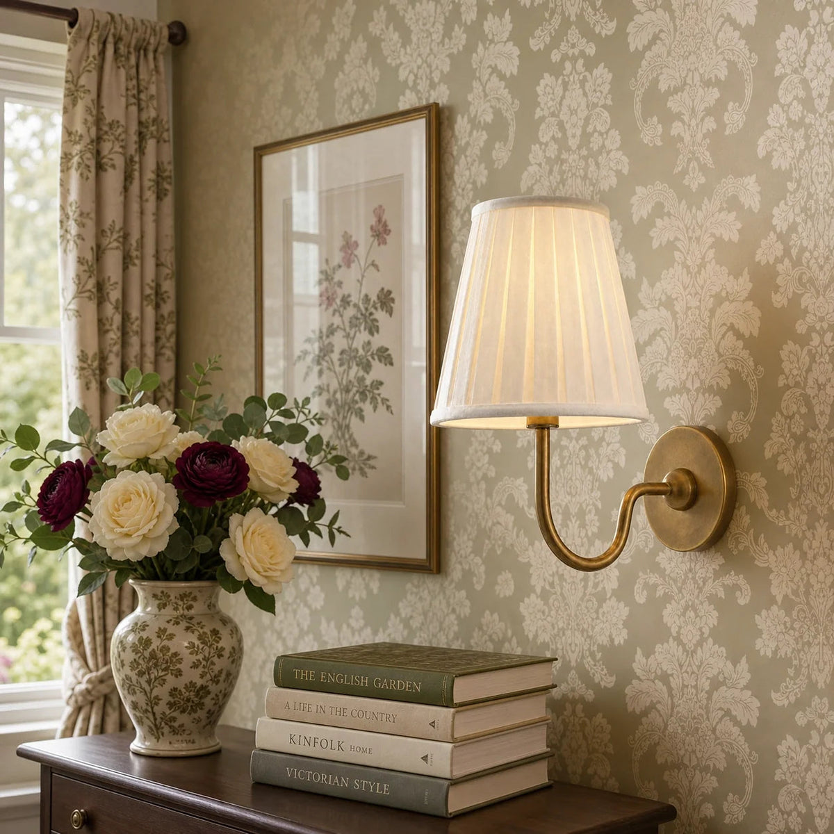 Wall lamp with a pleated shade