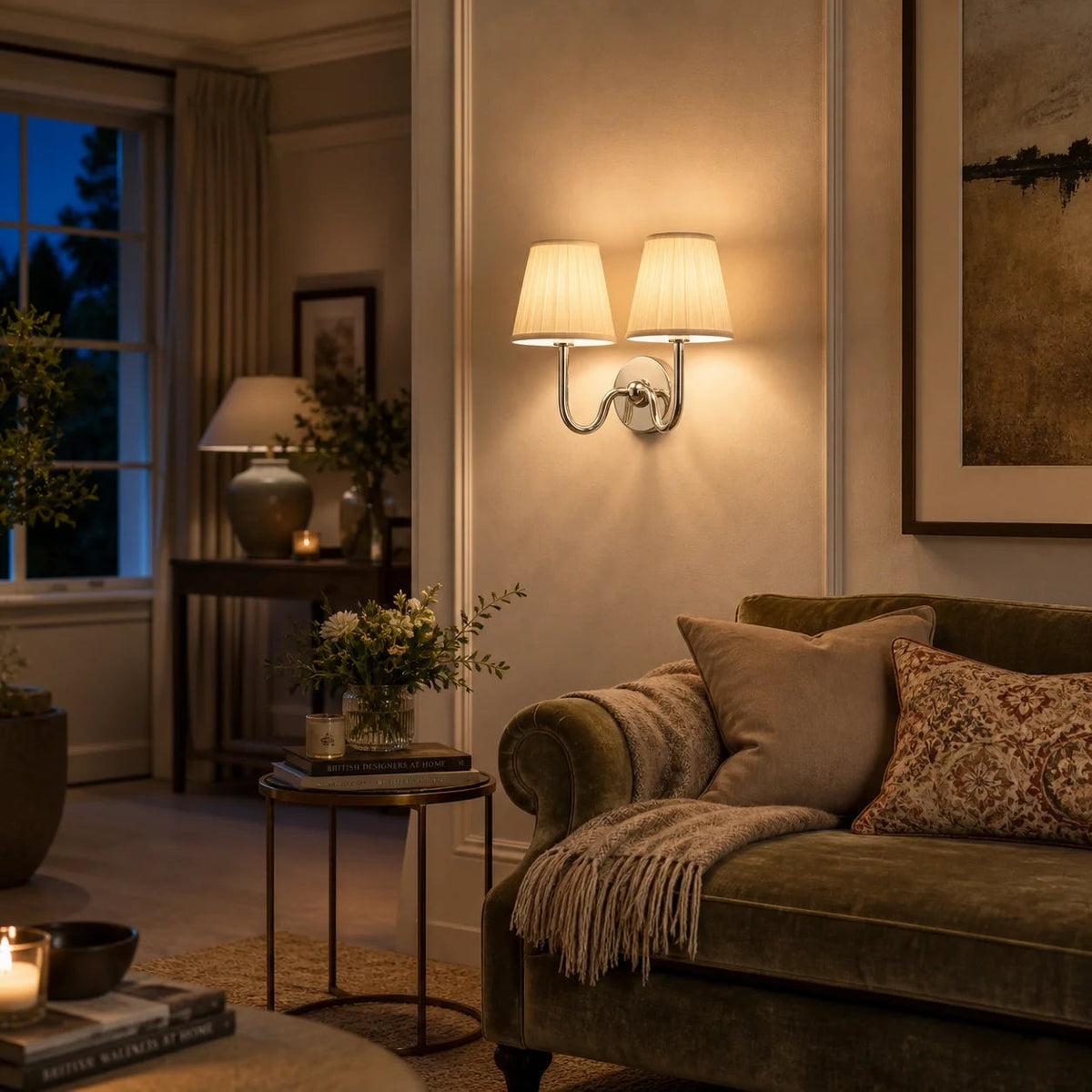 Wall lamp with a pleated shade