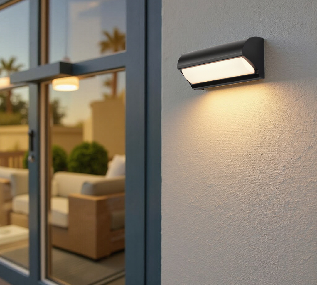Black outdoor LED wall light