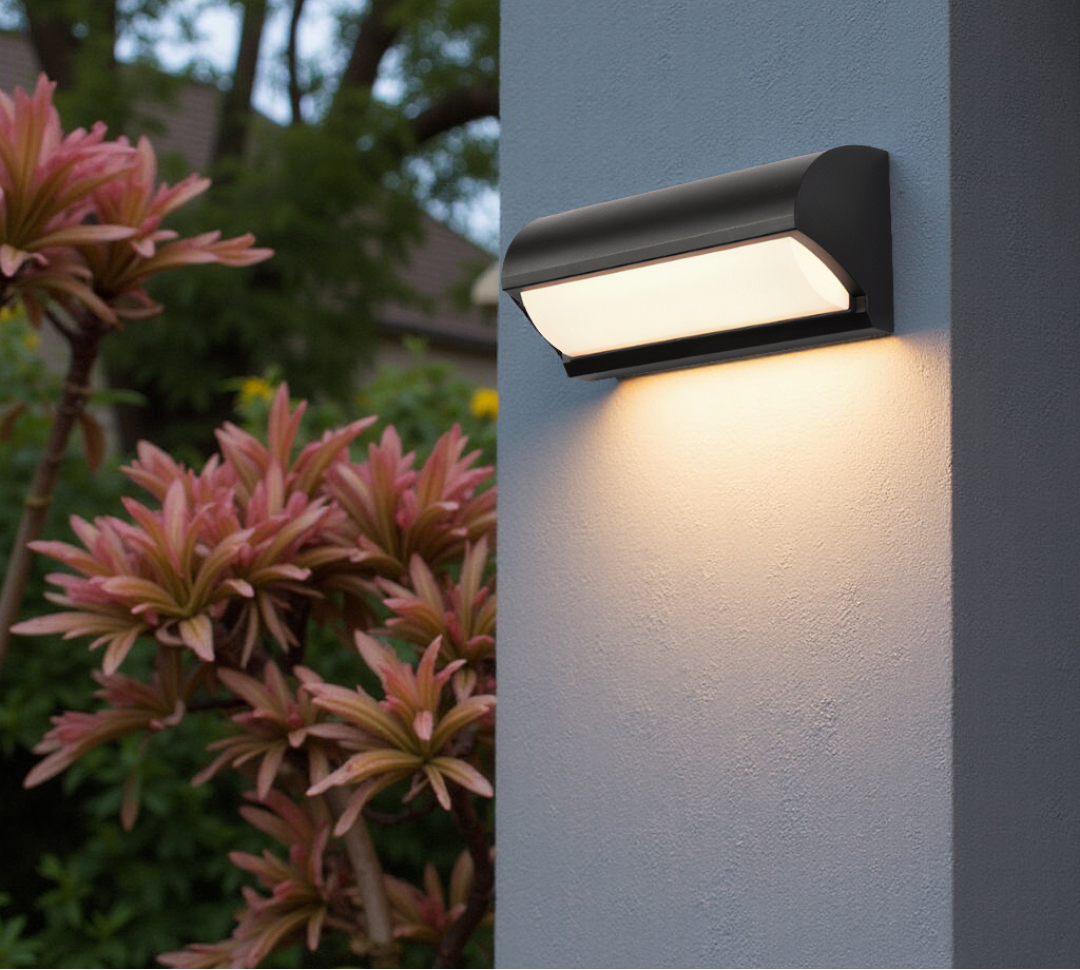 Black outdoor LED wall light