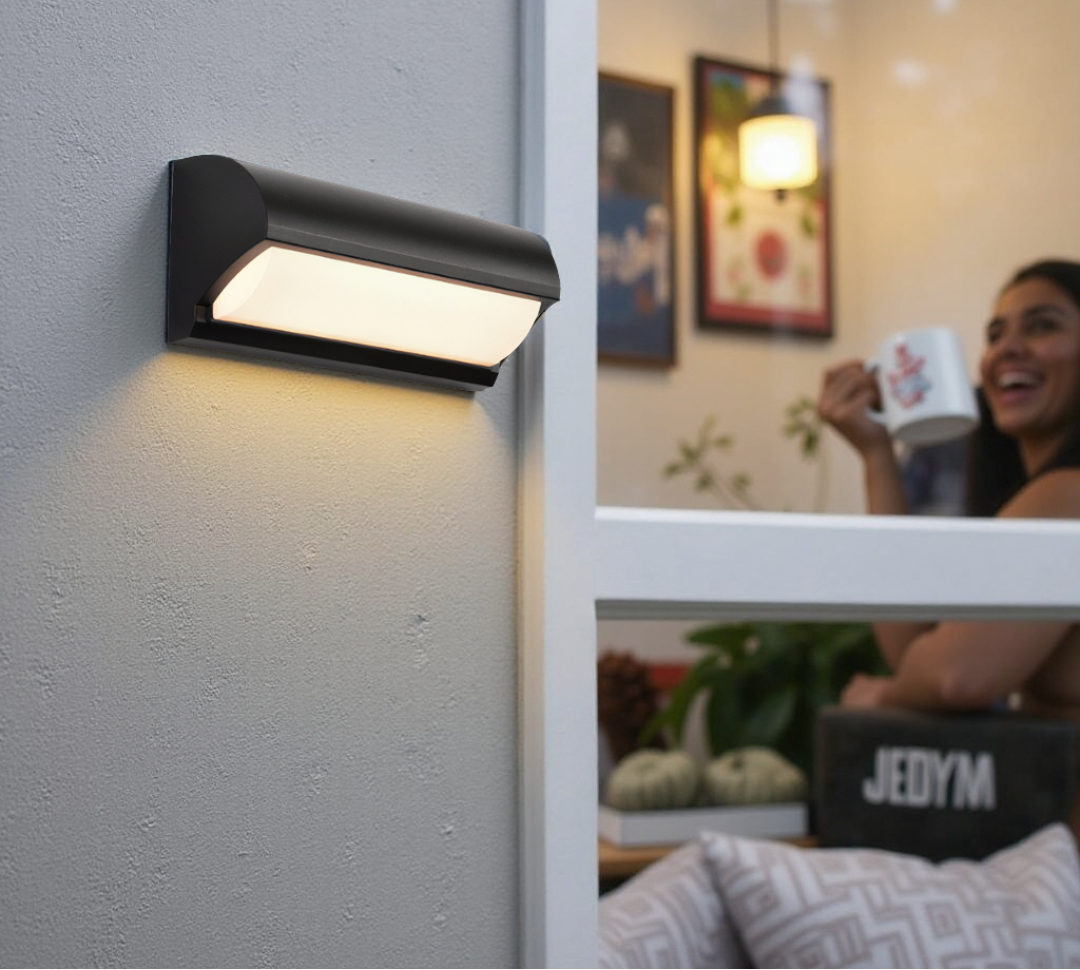 Black outdoor LED wall light