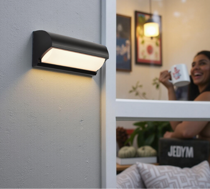 Black outdoor LED wall light