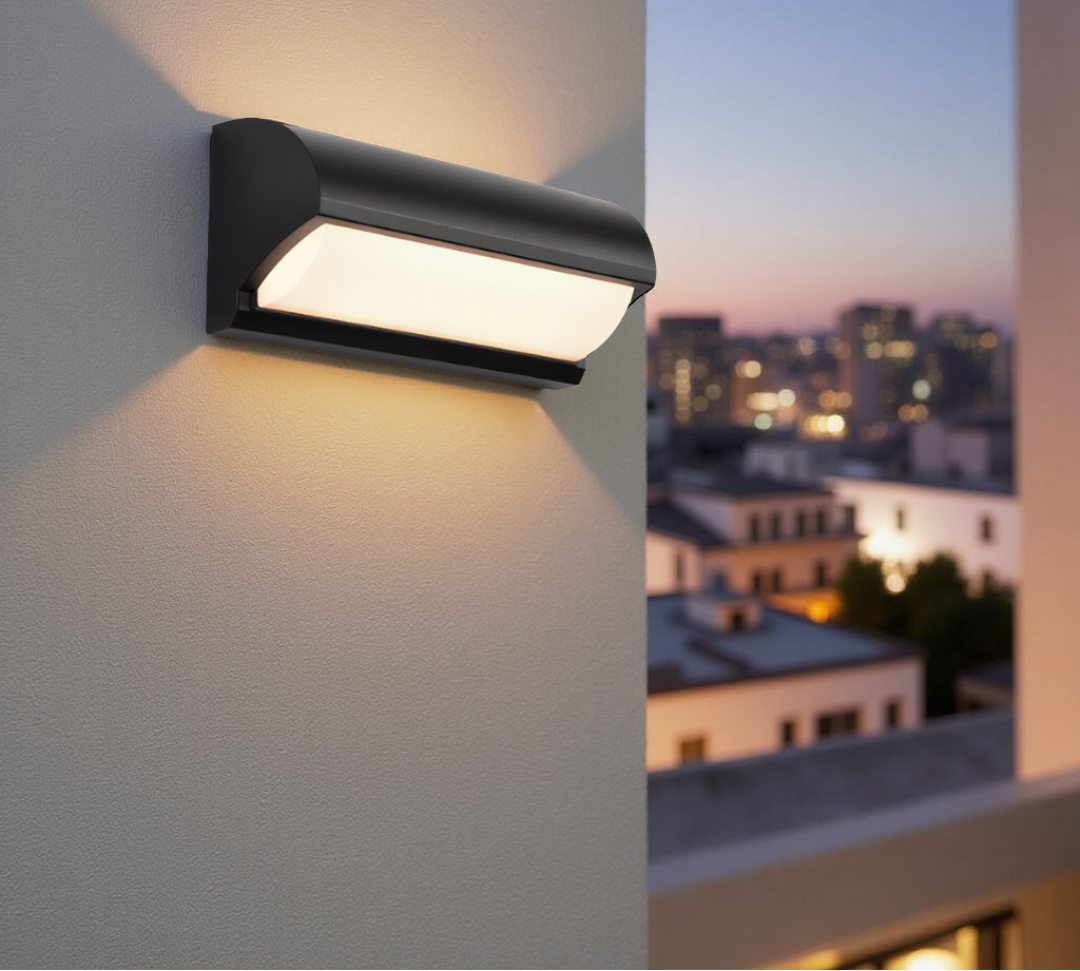 Black outdoor LED wall light