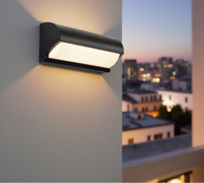 Black outdoor LED wall light