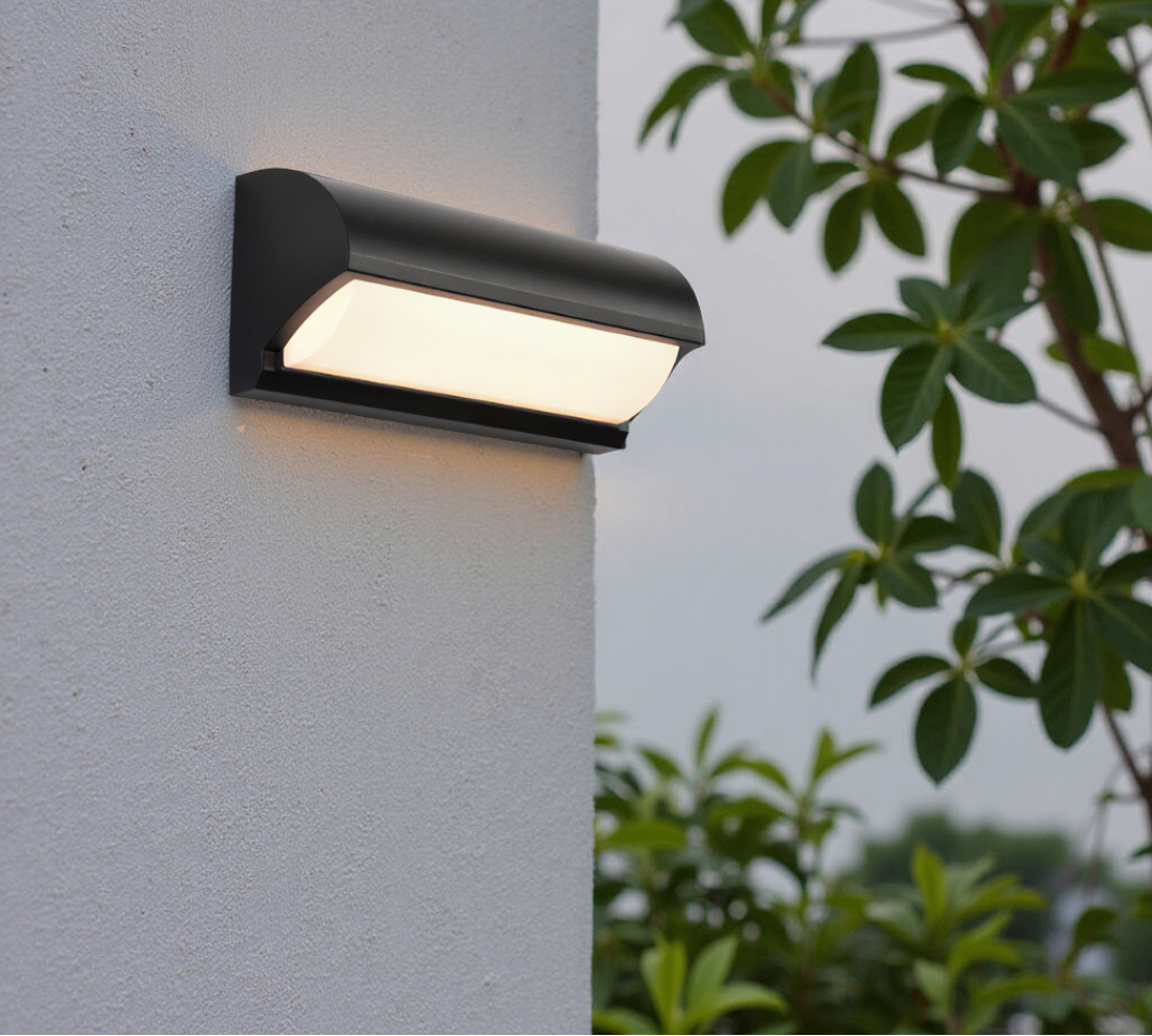 Black outdoor LED wall light