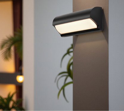 Black outdoor LED wall light