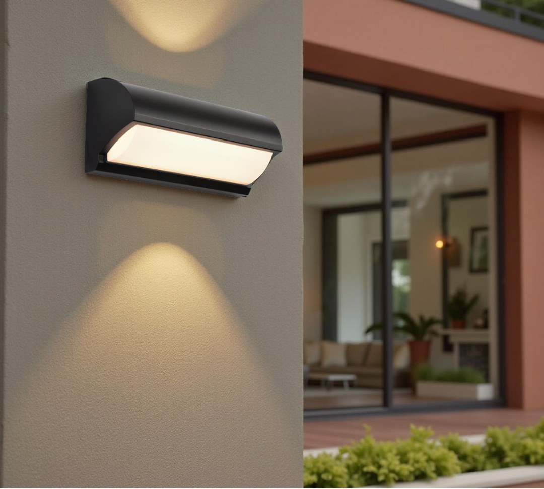 Black outdoor LED wall light