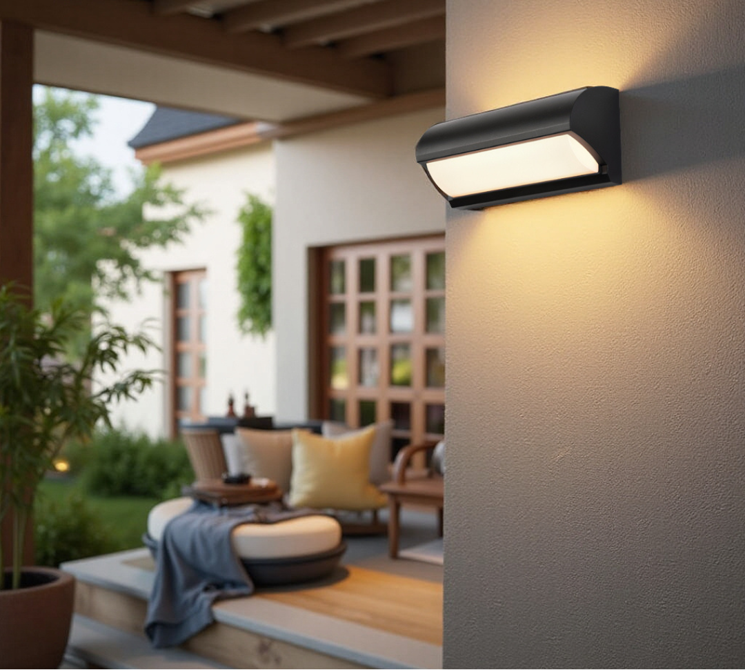 Black outdoor LED wall light