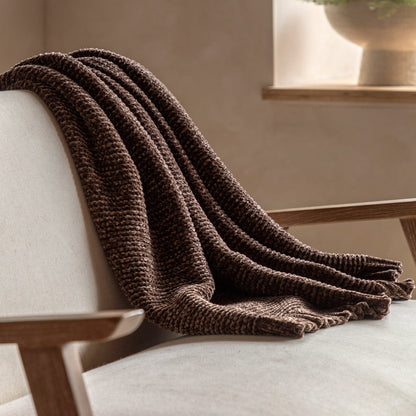 Couverture en chenille à grosse maille