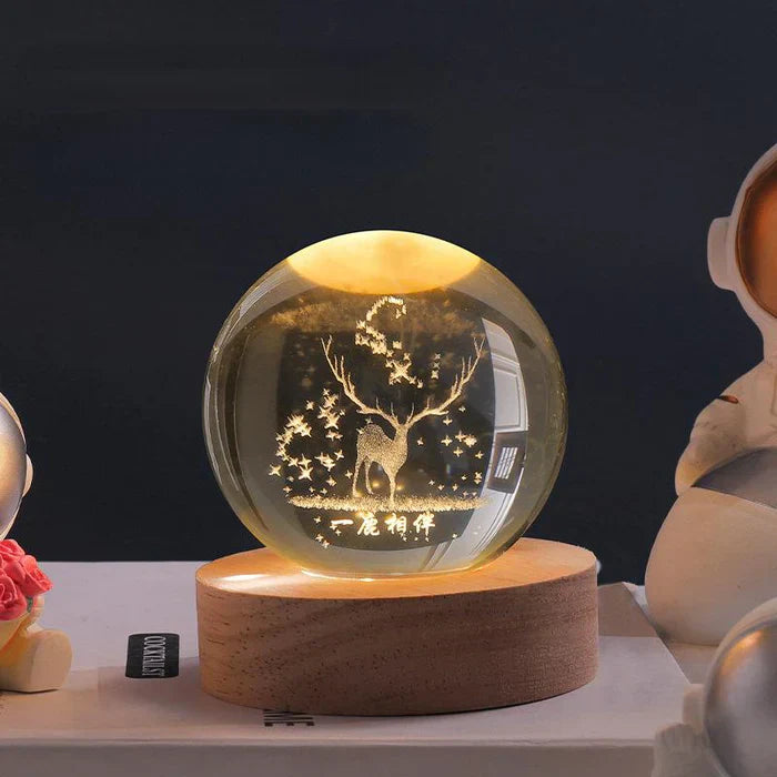 Noční LED lampička koule s 3D gravírováním