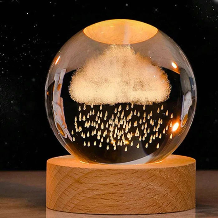 Noční LED lampička koule s 3D gravírováním