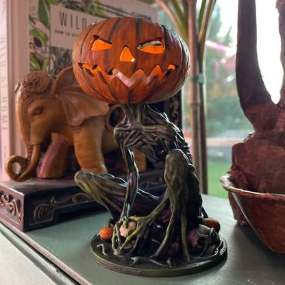 Pumpkin with an illuminated LED candle