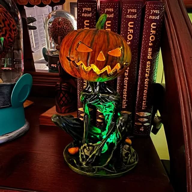 Pumpkin with an illuminated LED candle