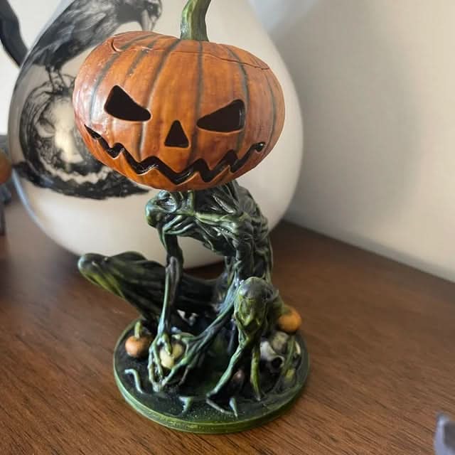Pumpkin with an illuminated LED candle