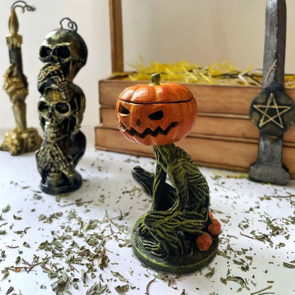 Pumpkin with an illuminated LED candle