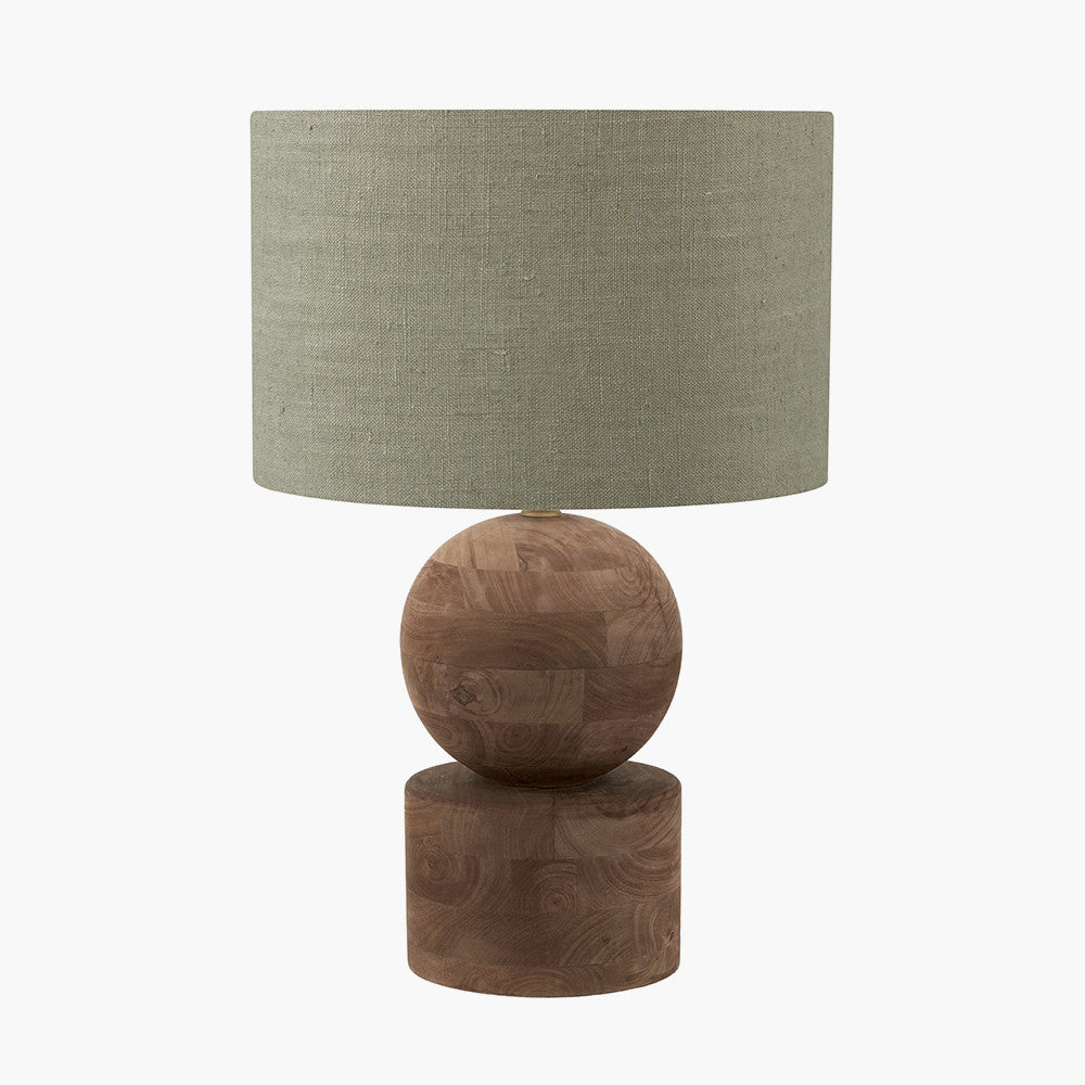 Dřevěná stolní lampa s lněným stínidlem
