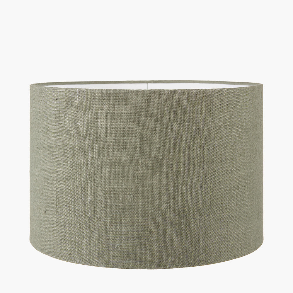 Dřevěná stolní lampa s lněným stínidlem