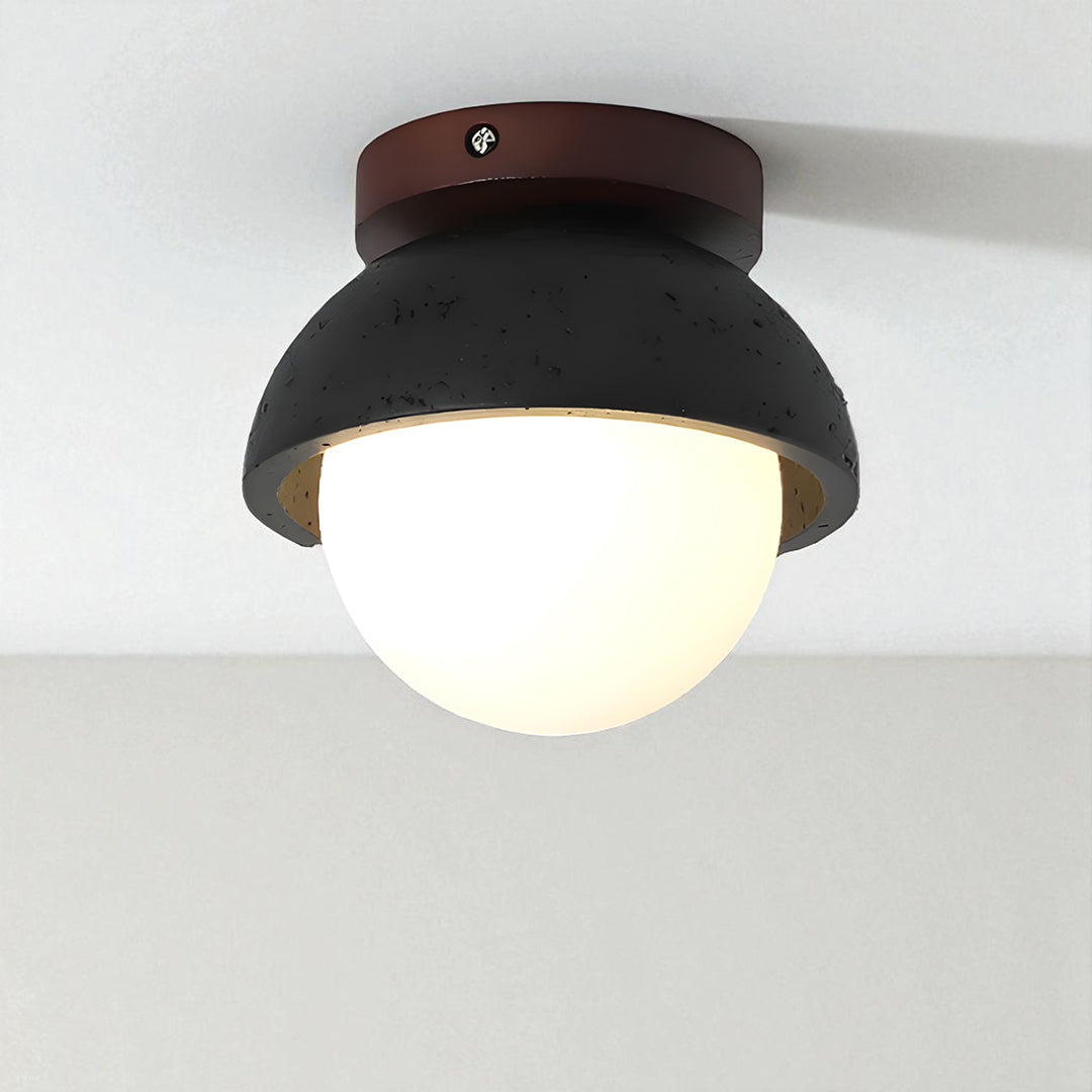 Plafonnier noir et bois