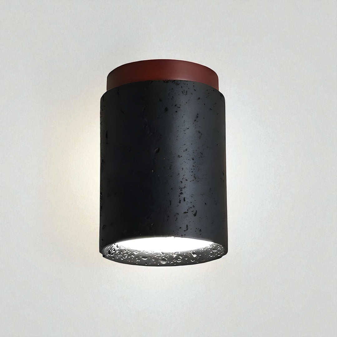 Plafonnier noir et bois