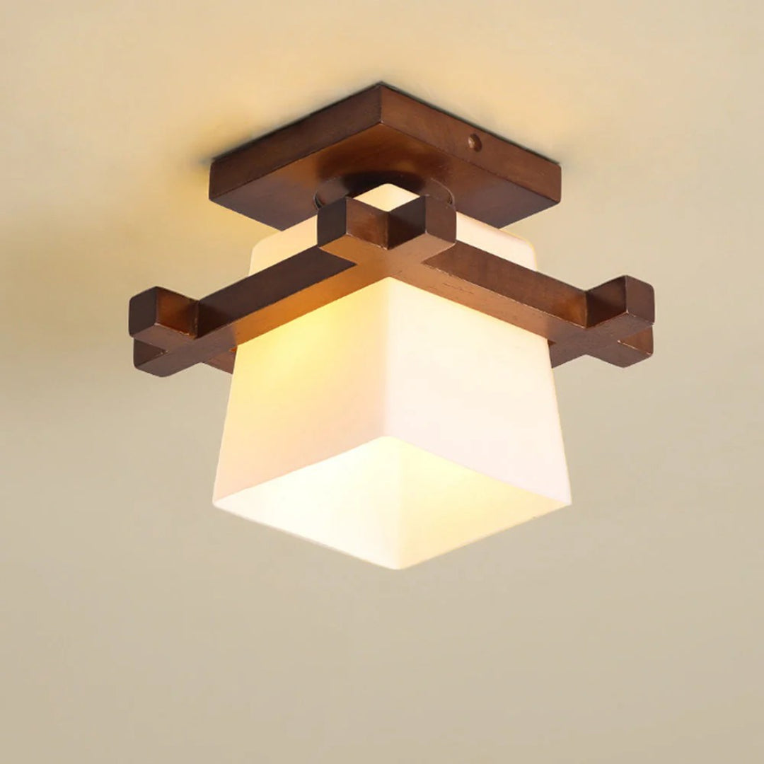 Lampa sufitowa drewniana kwadratowa