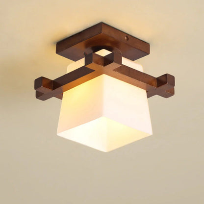 Lampa sufitowa drewniana kwadratowa