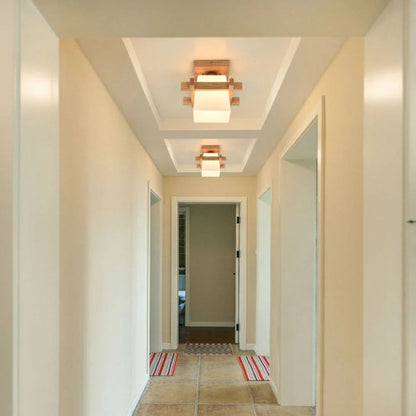 Lampa sufitowa drewniana kwadratowa