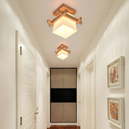 Lampa sufitowa drewniana kwadratowa