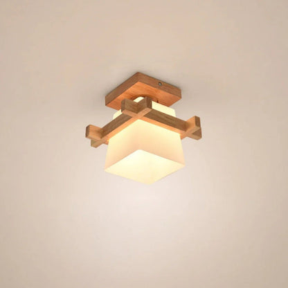 Lampa sufitowa drewniana kwadratowa