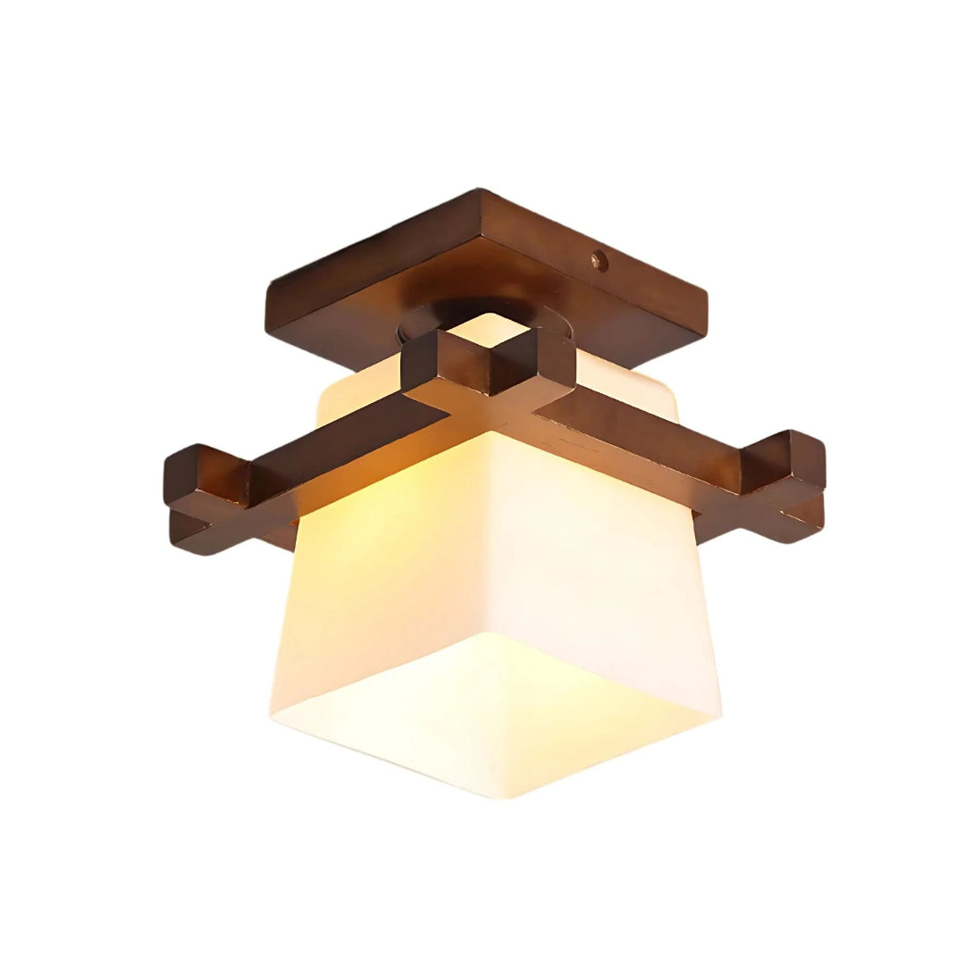Lampa sufitowa drewniana kwadratowa