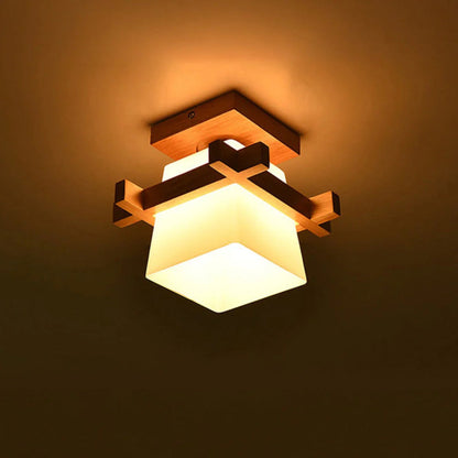 Lampa sufitowa drewniana kwadratowa
