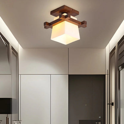 Lampa sufitowa drewniana kwadratowa