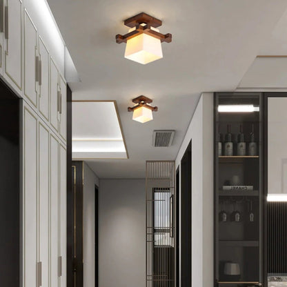 Lampa sufitowa drewniana kwadratowa