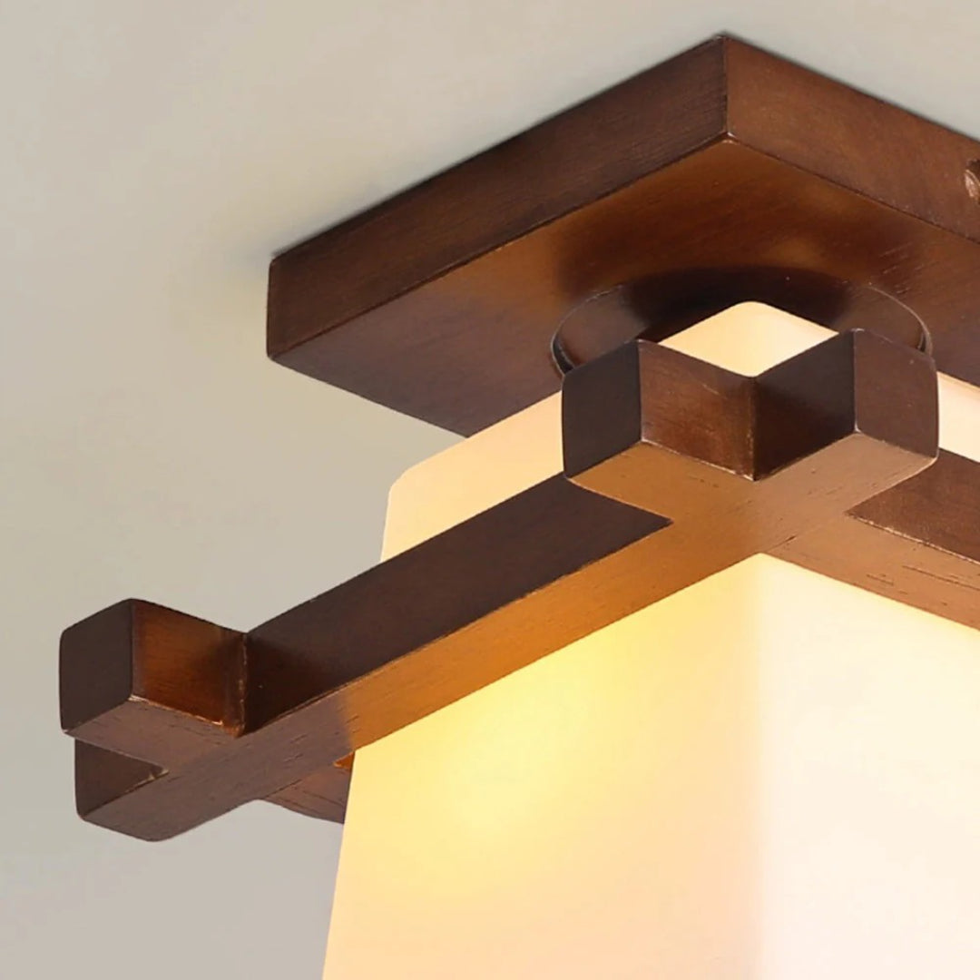 Lampa sufitowa drewniana kwadratowa