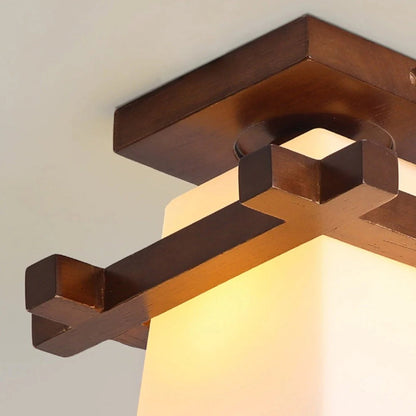 Lampa sufitowa drewniana kwadratowa