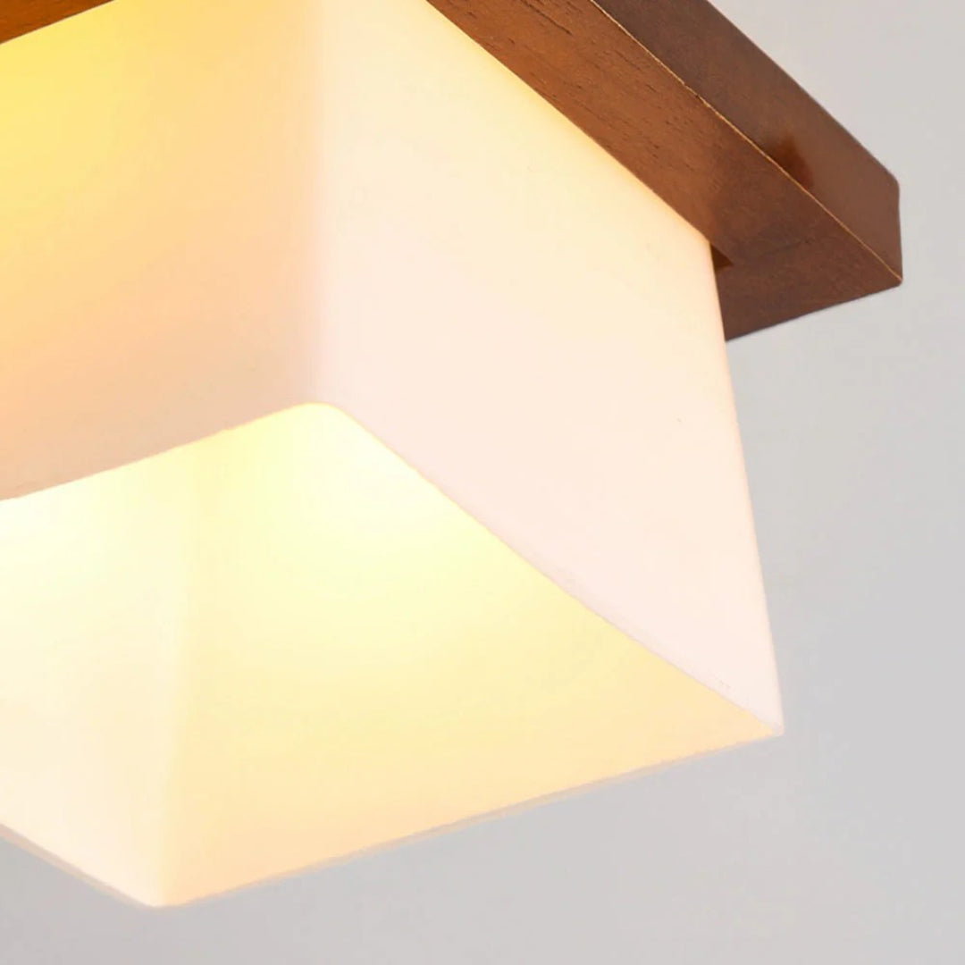 Lampa sufitowa drewniana kwadratowa