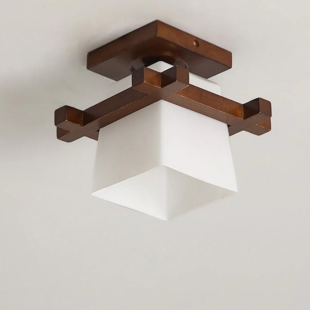 Lampa sufitowa drewniana kwadratowa