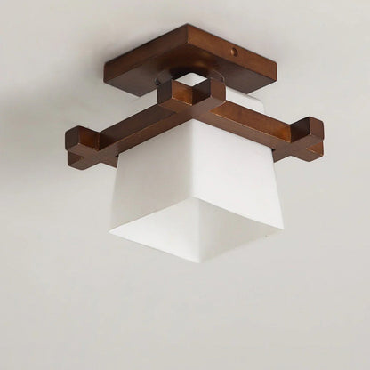 Lampa sufitowa drewniana kwadratowa