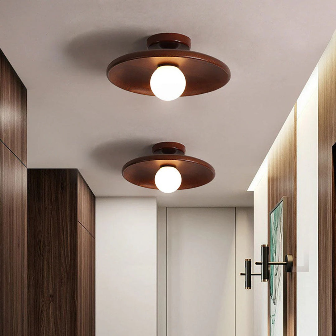 Plafonnier rond en bois
