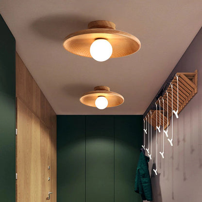 Plafonnier rond en bois