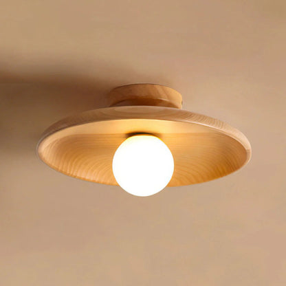 Plafonnier rond en bois