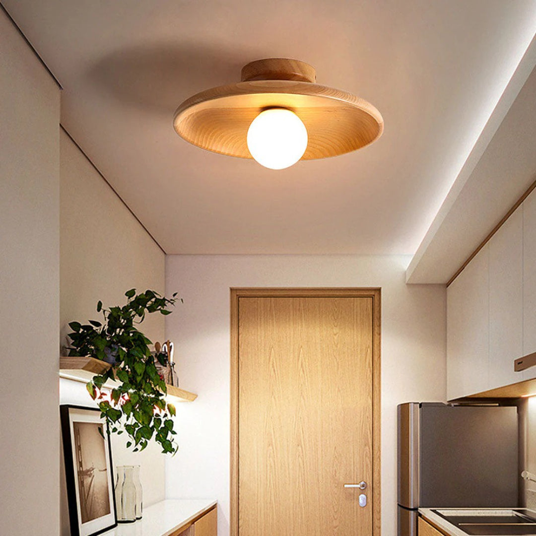 Plafonnier rond en bois