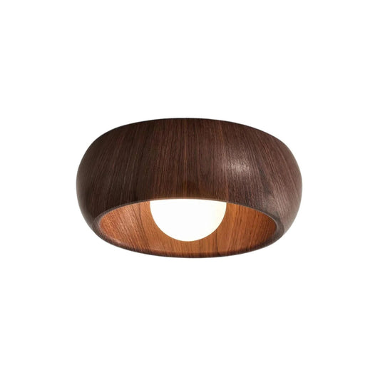 Plafonnier rond imitation bois