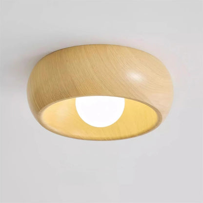 Round wood-effect ceiling lamp