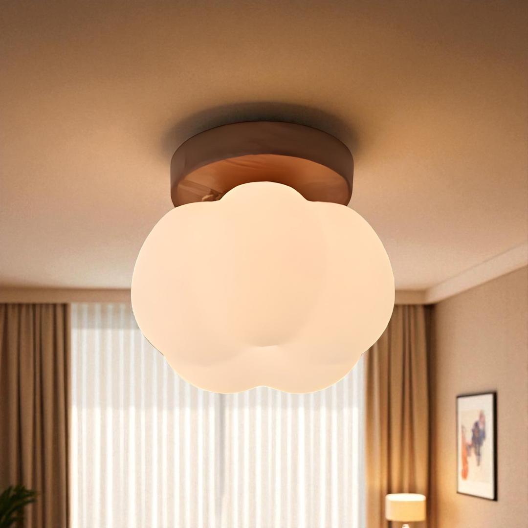 Ceiling lamp with a floral shade