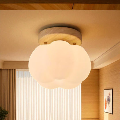Ceiling lamp with a floral shade