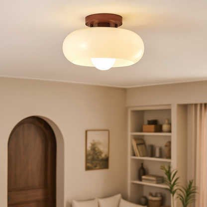 Ceiling lamp with a wood finish
