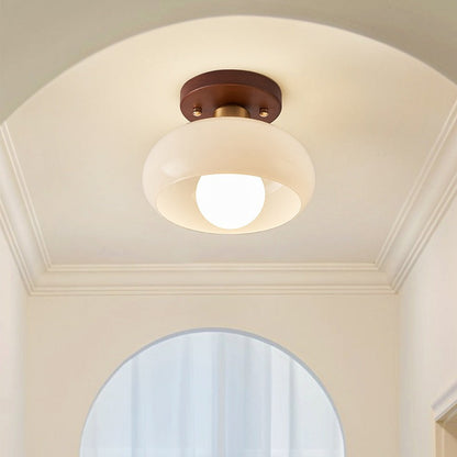 Ceiling lamp with a wood finish