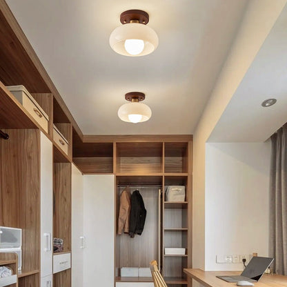 Ceiling lamp with a wood finish