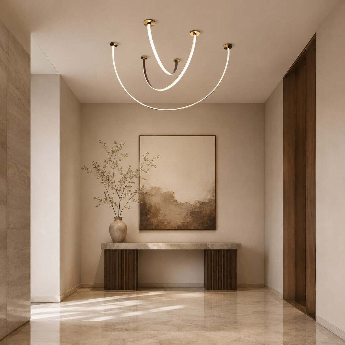 LED ceiling lamp with curved arms