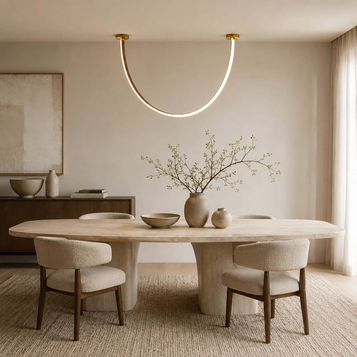 LED ceiling lamp with curved arms